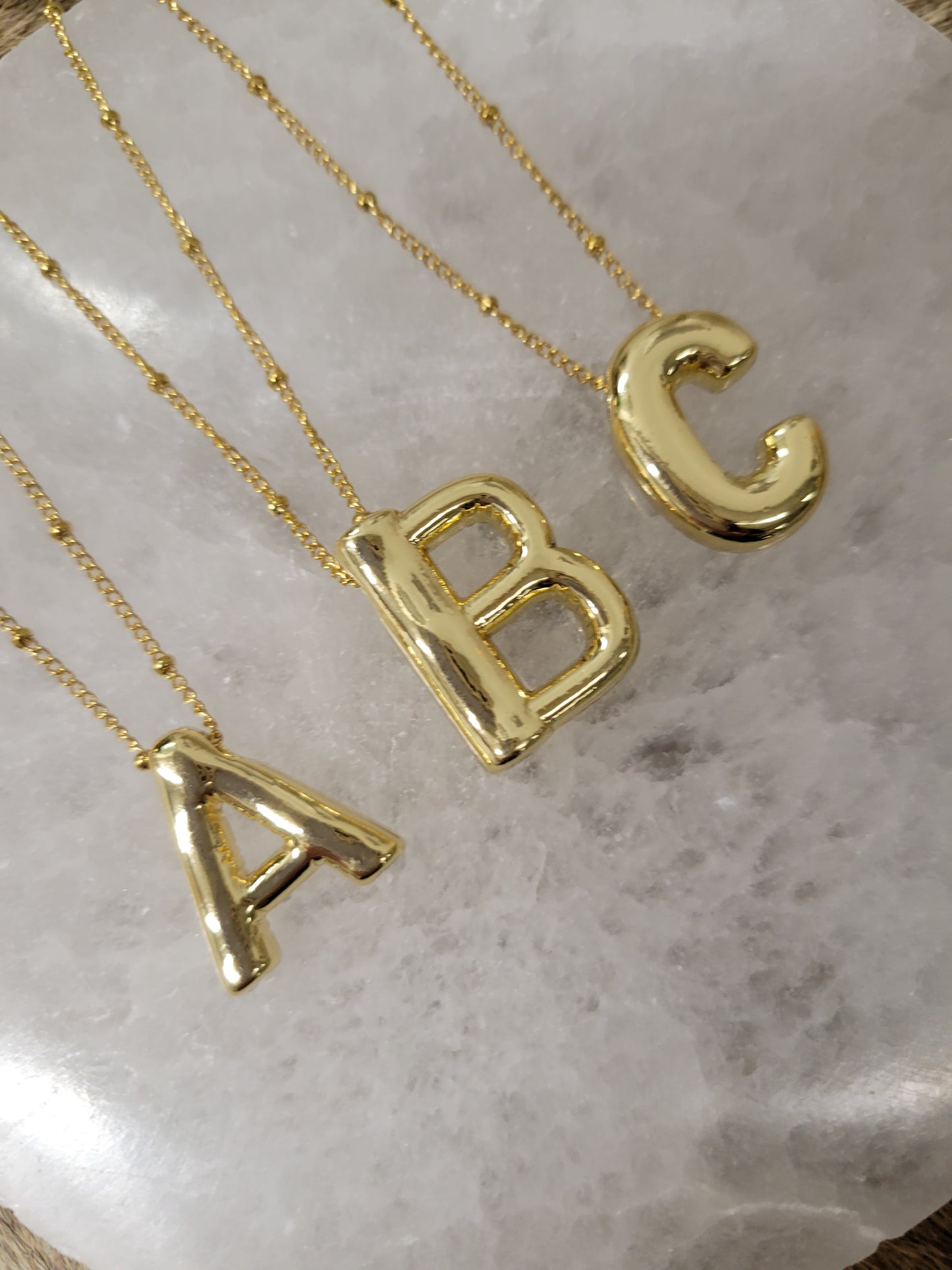 Personalized 3D Bubble Initial Necklace | Gold Puffed Letter | Stainless Steel