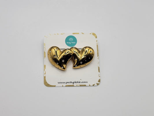 18K Gold Plated Crystal Heart Statement Earrings