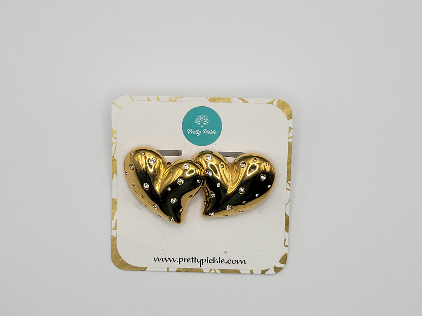 18K Gold Plated Crystal Heart Statement Earrings