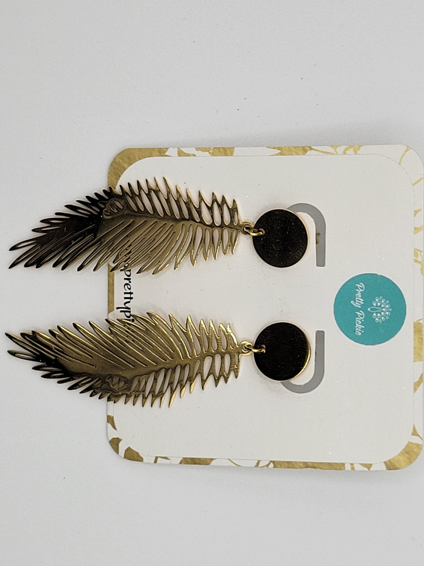 Gold Palm Feather Statement Earrings