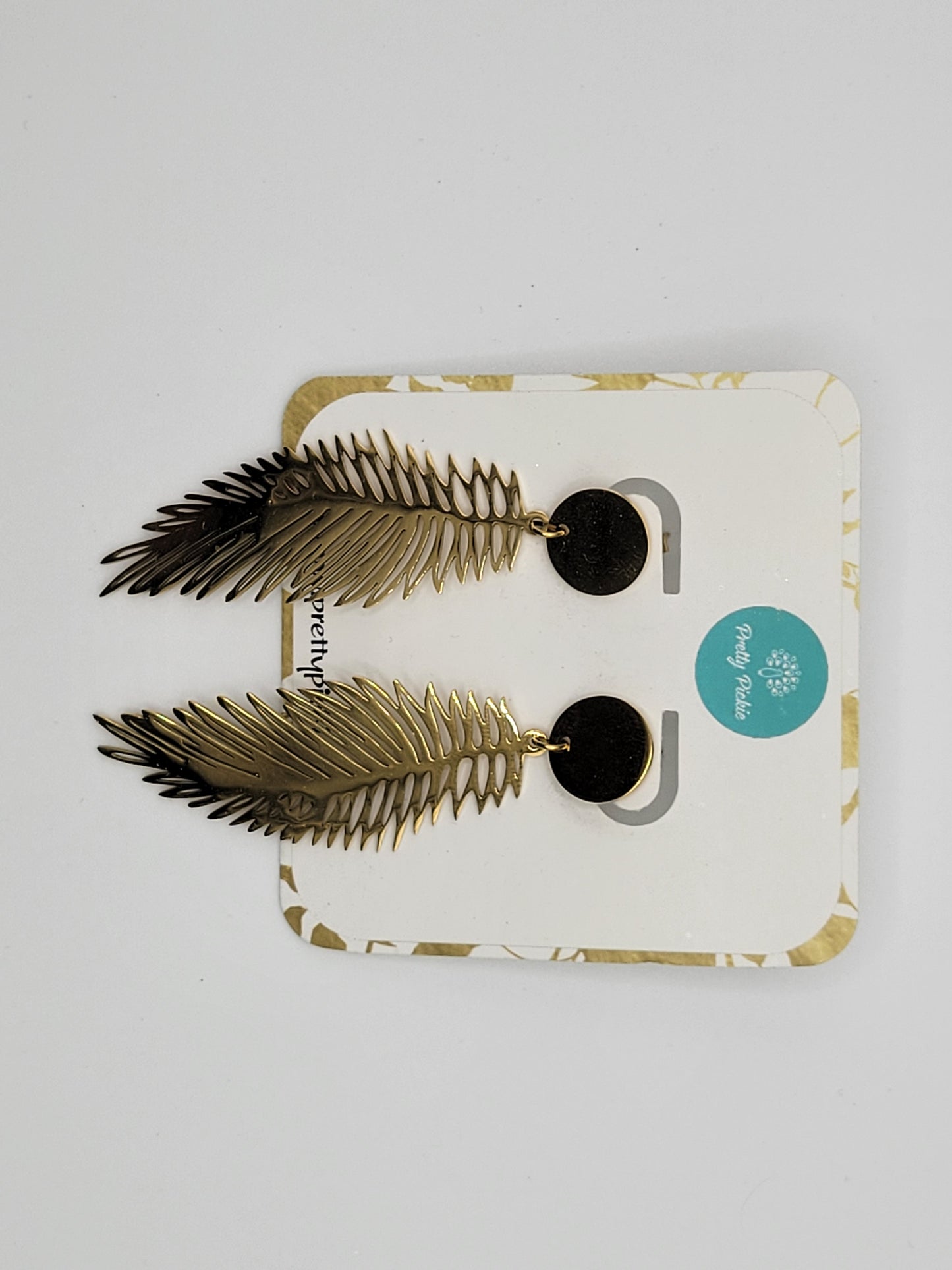 Gold Palm Feather Statement Earrings