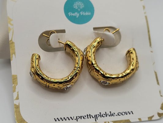 Textured Gold Chunky Hoop Earrings