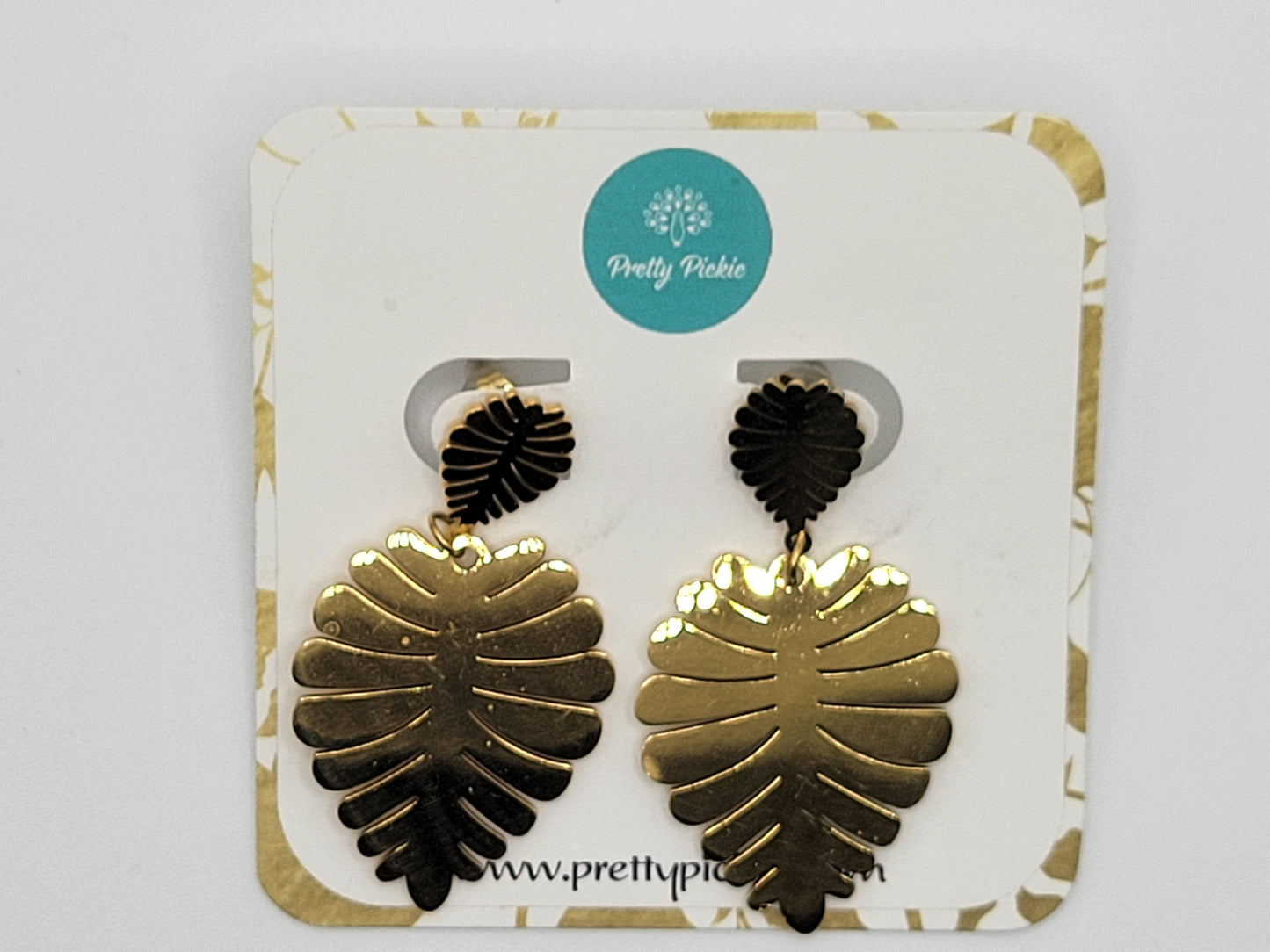 Gold Monstera Leaf Statement Earring