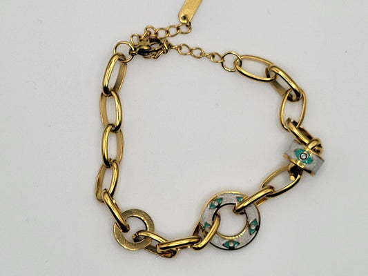 Evil Eye Paperclip Chain Bracelet in Gold