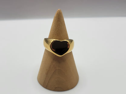 Personalized Engraved Heart Signet Ring – 18K Gold Plated