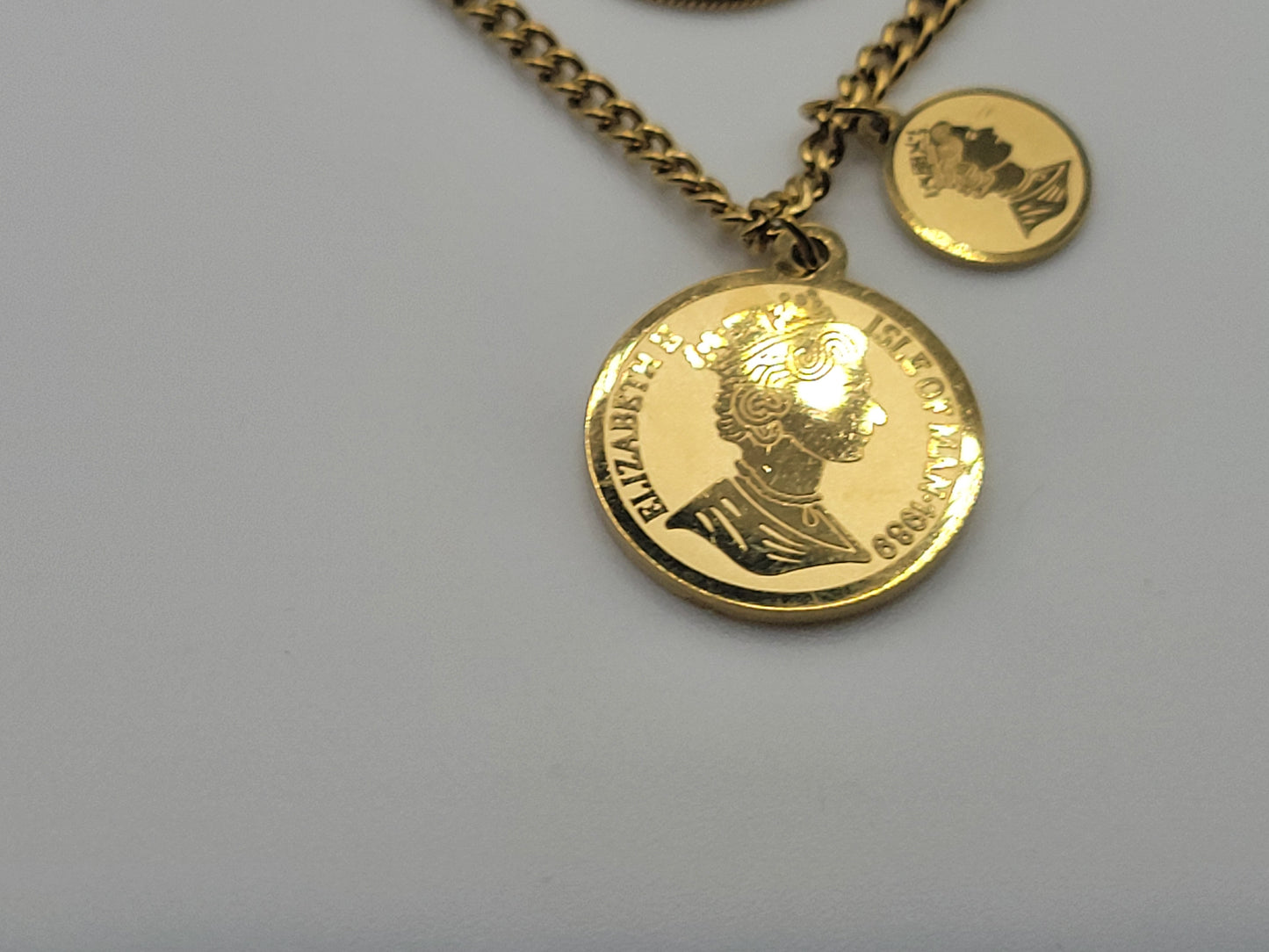 Layered Coin Pendant Necklace Set with Snake & Cuban Chains