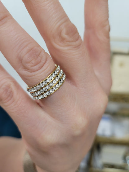 Three Row CZ Statement Ring - 18K Gold Plated