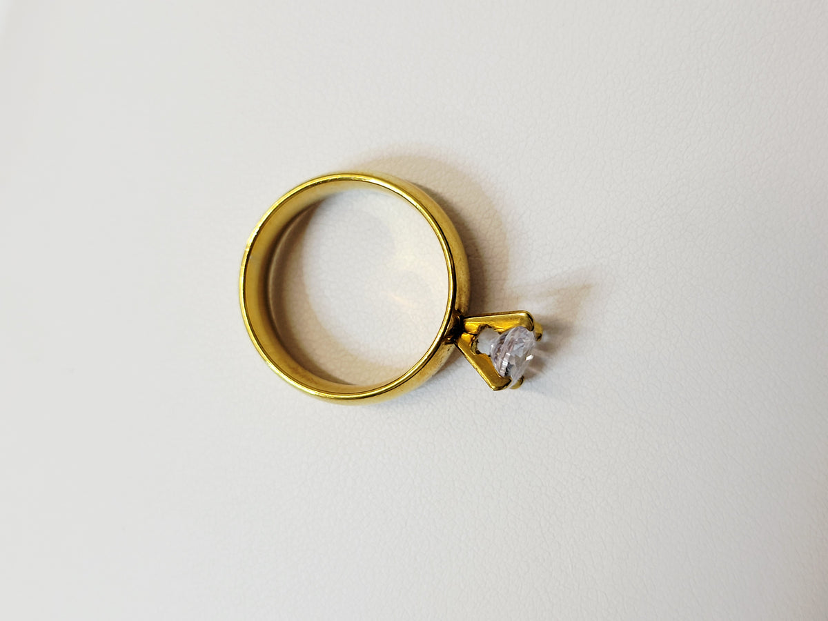 Round CZ Solitaire Ring - 18K Gold Plated