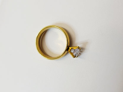 Round CZ Solitaire Ring - 18K Gold Plated