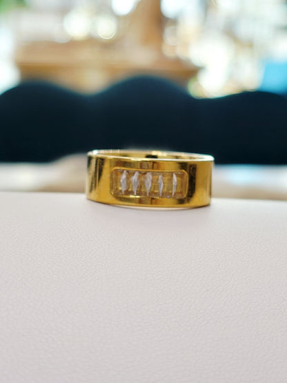 Baguette CZ Band Ring - 18K Gold Plated