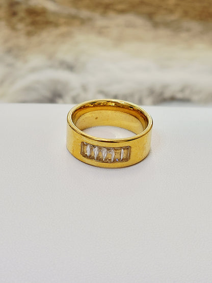 Baguette CZ Band Ring - 18K Gold Plated