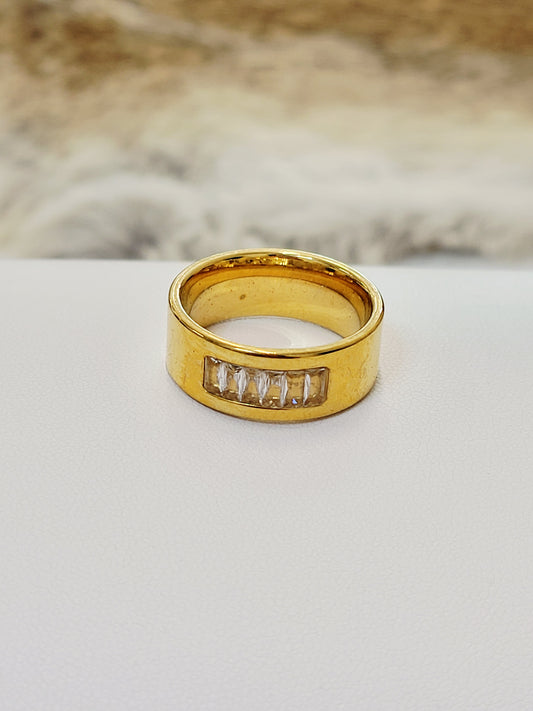 Baguette CZ Band Ring - 18K Gold Plated