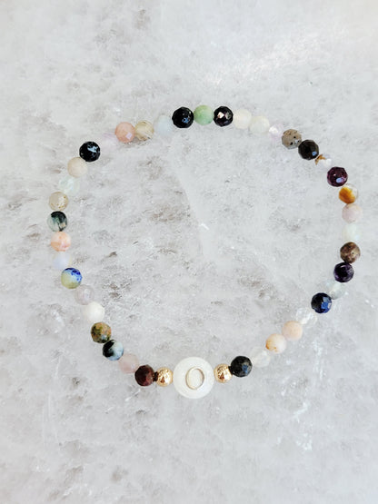 Personalized Natural Stone Initial Bracelet – Mother of Pearl Letter