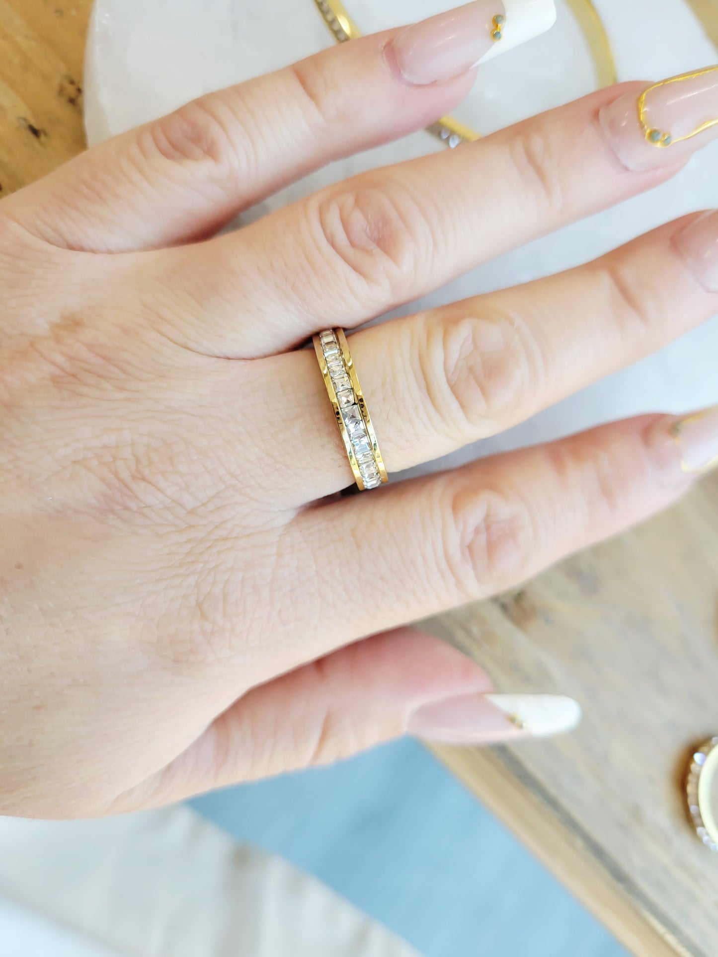 Gold Crystal Bangle & Ring Set