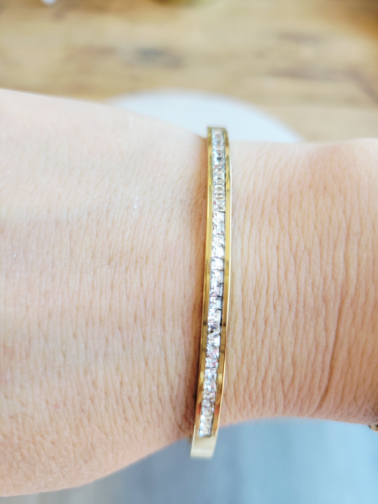 Gold Crystal Bangle & Ring Set