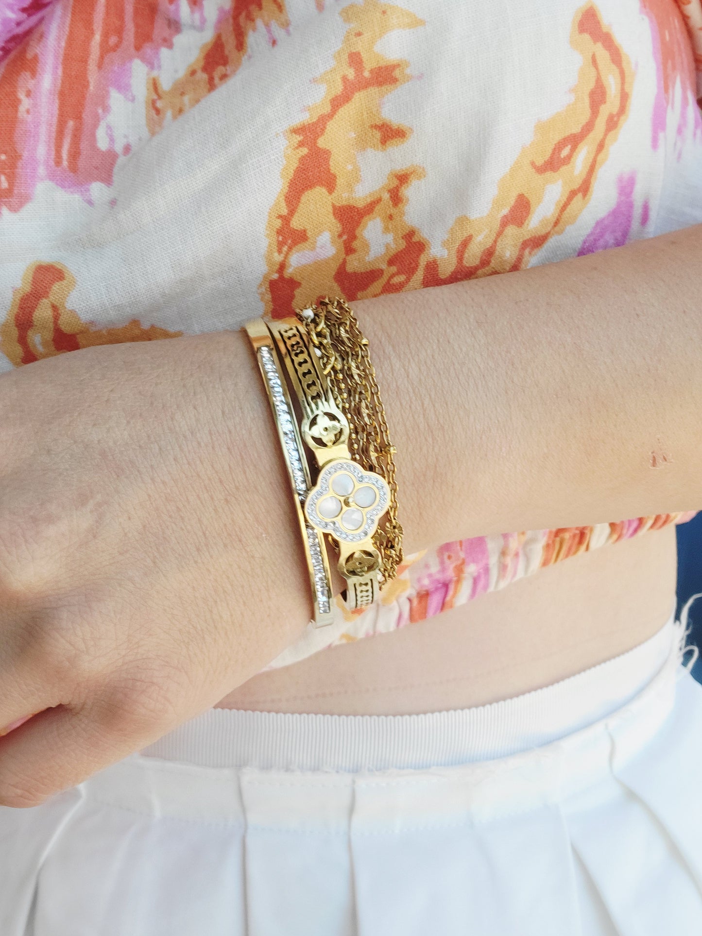 Gold Crystal Bangle & Ring Set