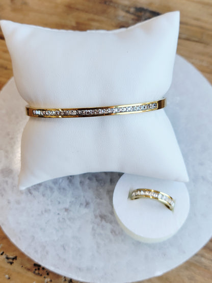 Gold Crystal Bangle & Ring Set