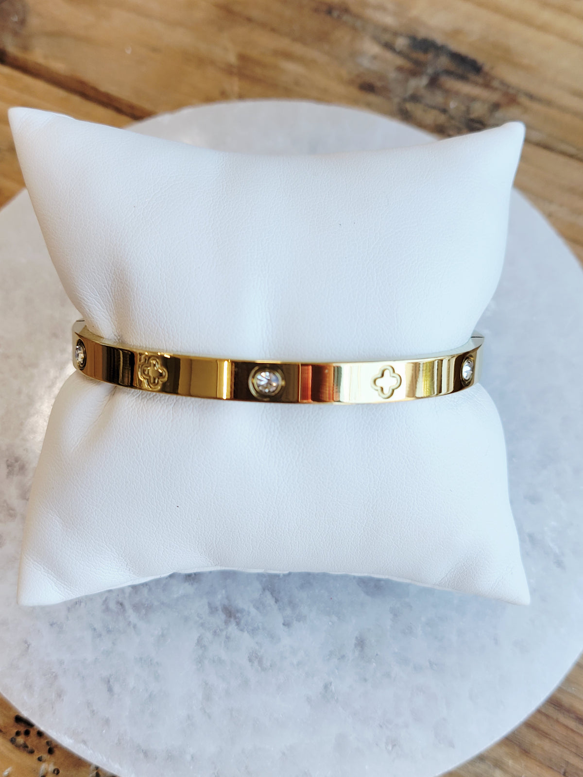Gold Clover Crystal Bangle & Ring Set