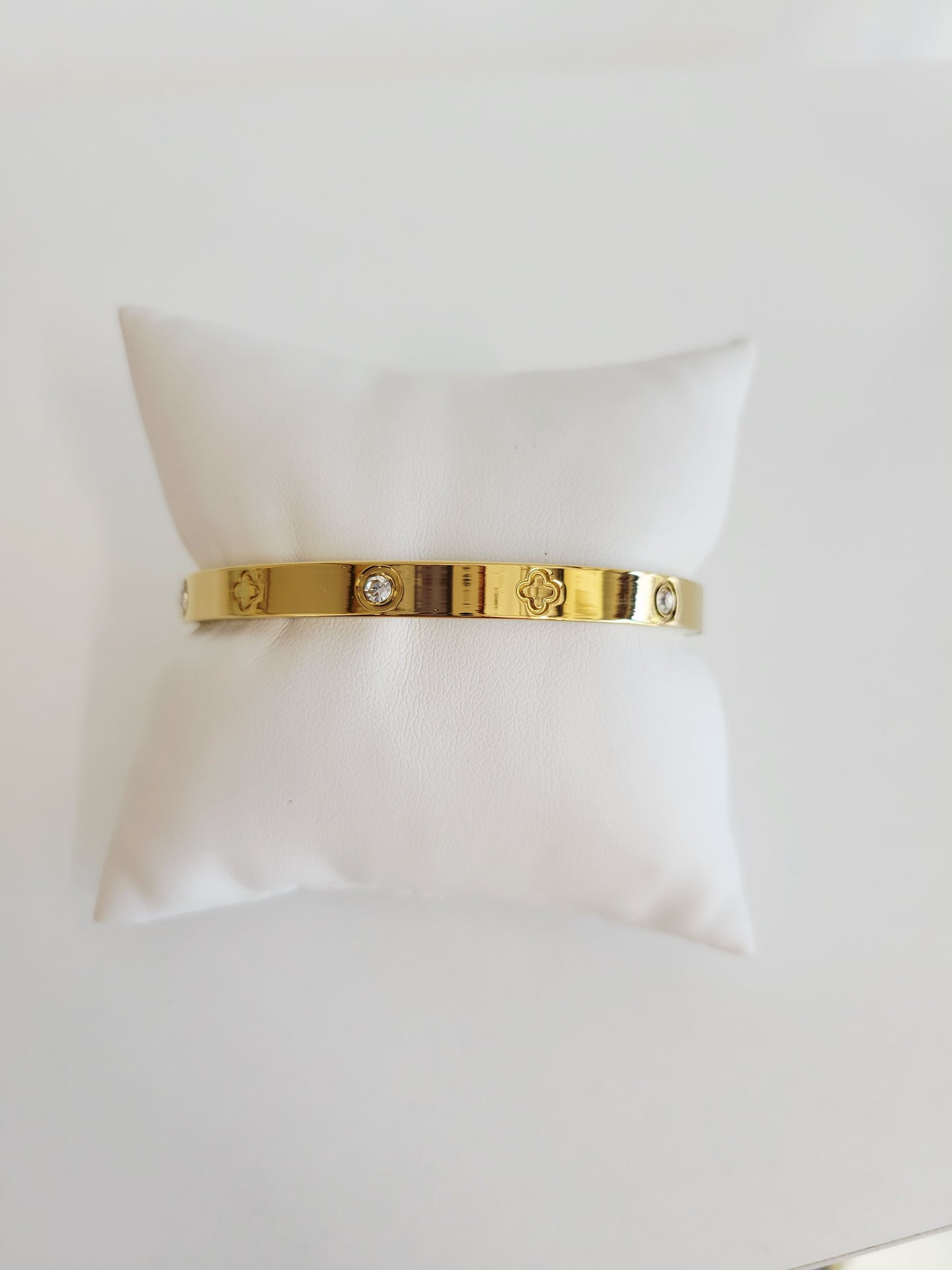 Gold Clover Crystal Bangle & Ring Set