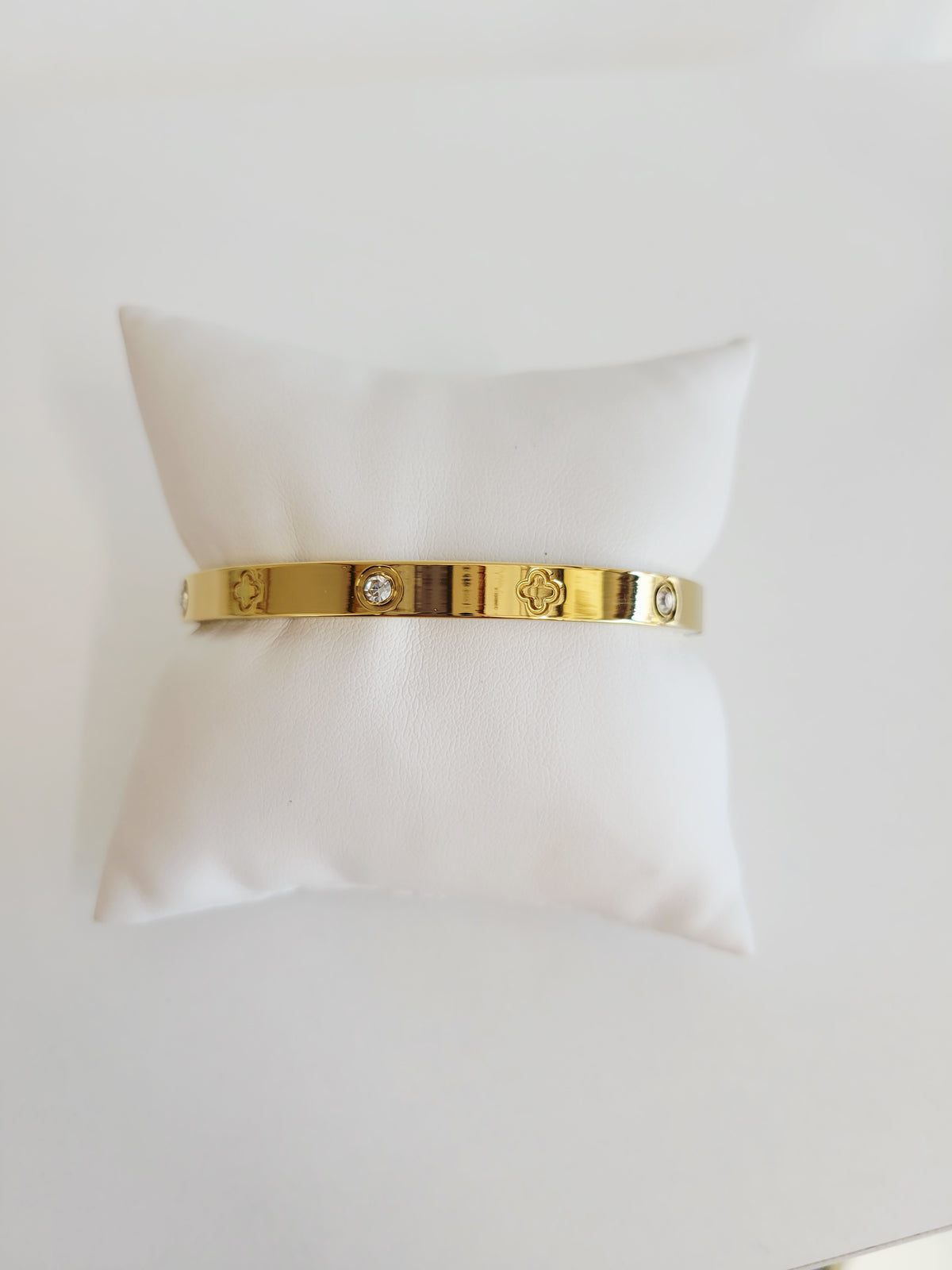 Gold Clover Crystal Bangle & Ring Set