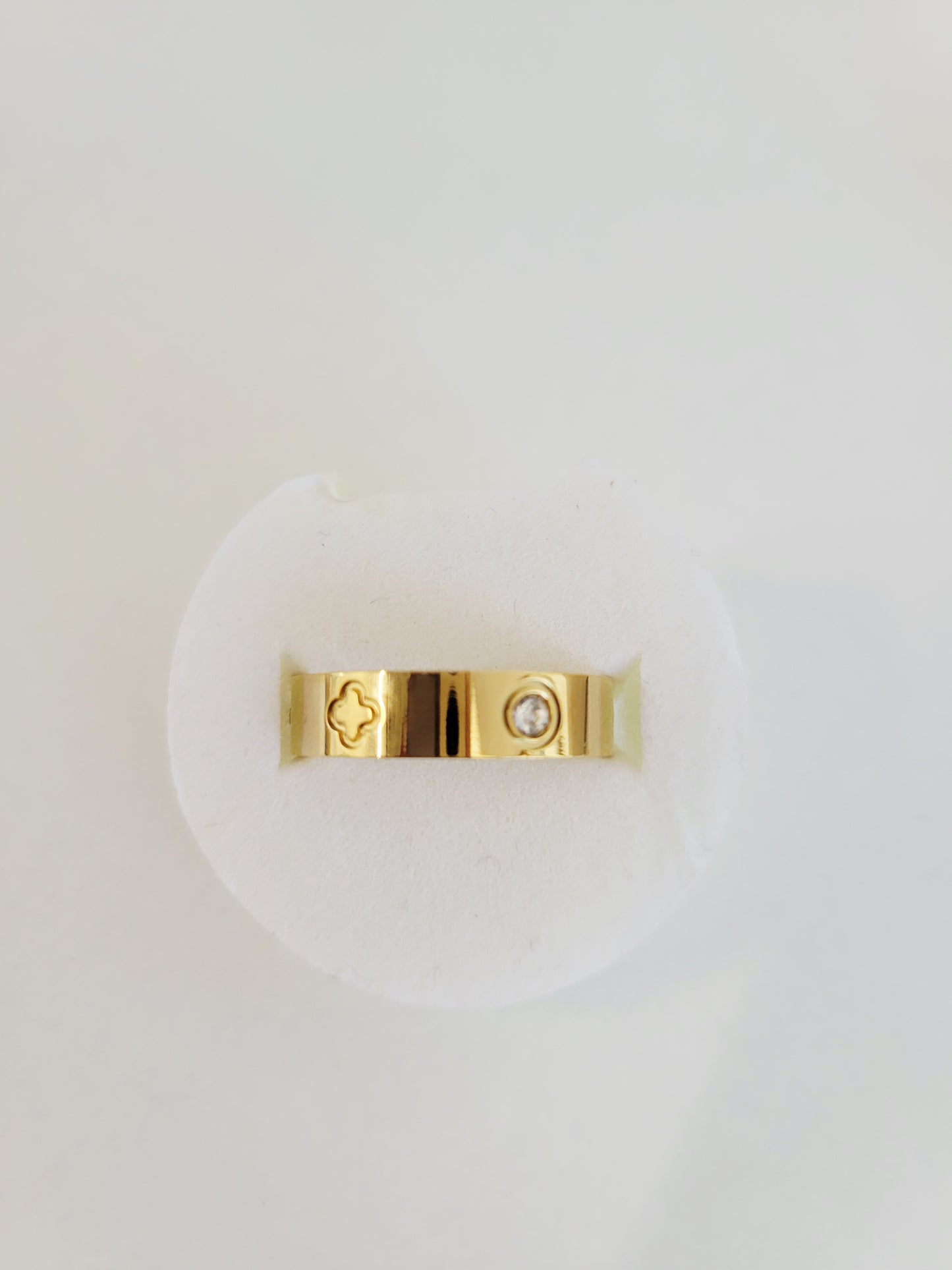 Gold Clover Crystal Bangle & Ring Set
