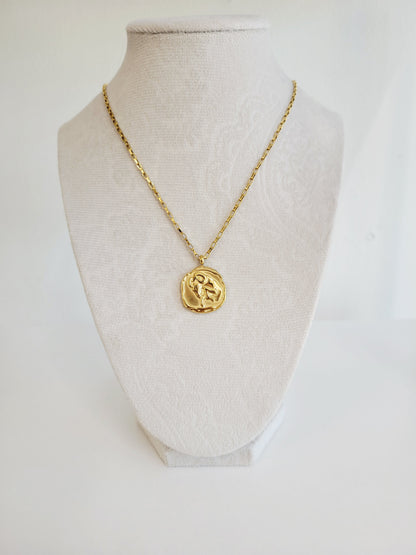 Gold Zodiac Coin Necklace – Choose Your Sign