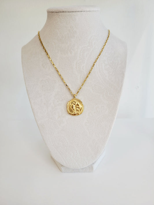 Gold Zodiac Coin Necklace – Choose Your Sign
