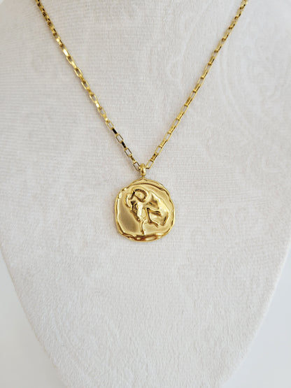 Gold Zodiac Coin Necklace – Choose Your Sign