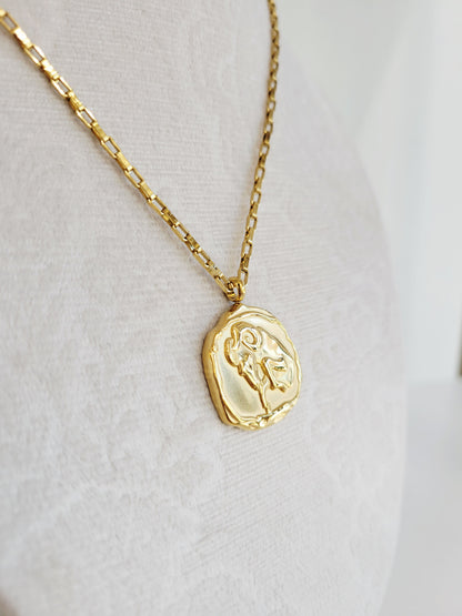Gold Zodiac Coin Necklace – Choose Your Sign