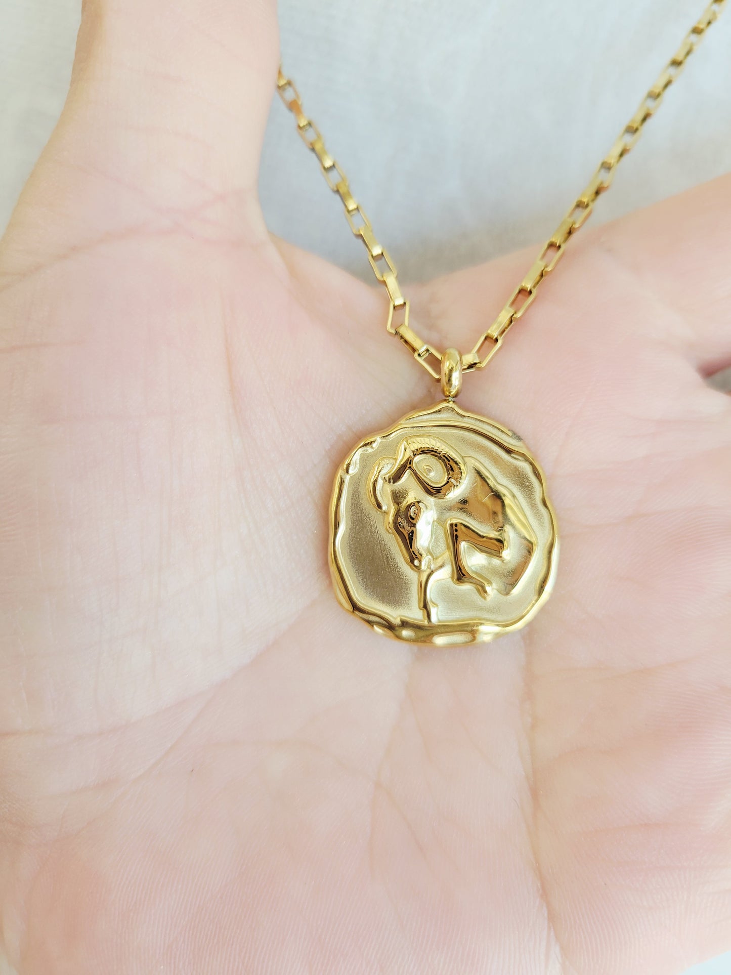 Gold Zodiac Coin Necklace – Choose Your Sign