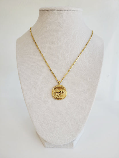 Gold Zodiac Coin Necklace – Choose Your Sign