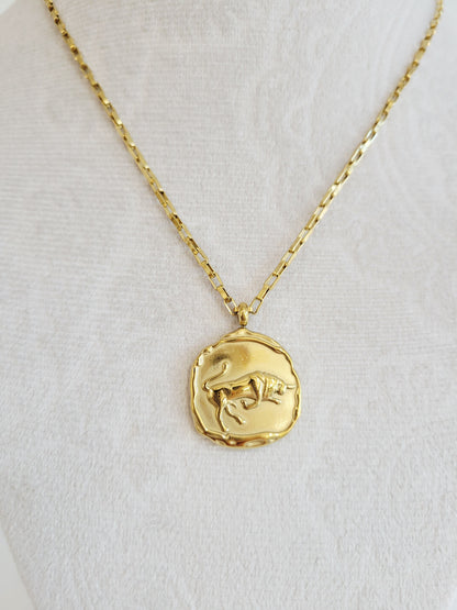 Gold Zodiac Coin Necklace – Choose Your Sign