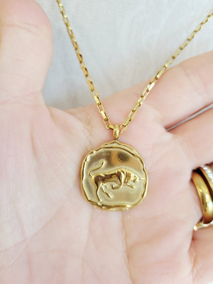 Gold Zodiac Coin Necklace – Choose Your Sign