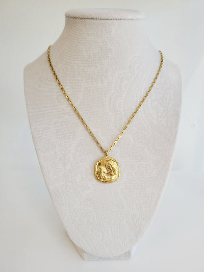 Gold Zodiac Coin Necklace – Choose Your Sign