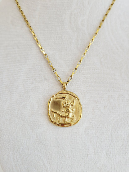 Gold Zodiac Coin Necklace – Choose Your Sign