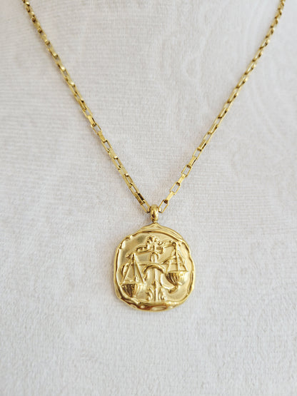 Gold Zodiac Coin Necklace – Choose Your Sign