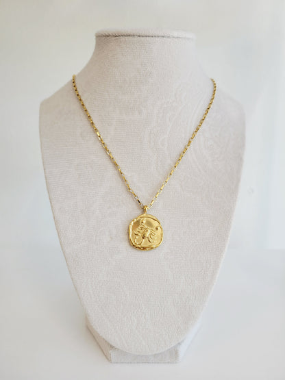 Gold Zodiac Coin Necklace – Choose Your Sign