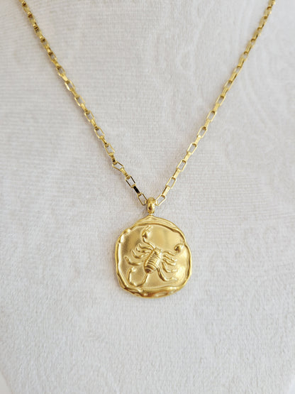 Gold Zodiac Coin Necklace – Choose Your Sign