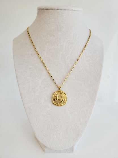 Gold Zodiac Coin Necklace – Choose Your Sign