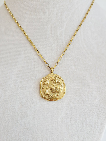 Gold Zodiac Coin Necklace – Choose Your Sign