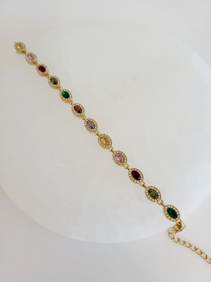 Monaco Oval Crystal Halo Bracelet