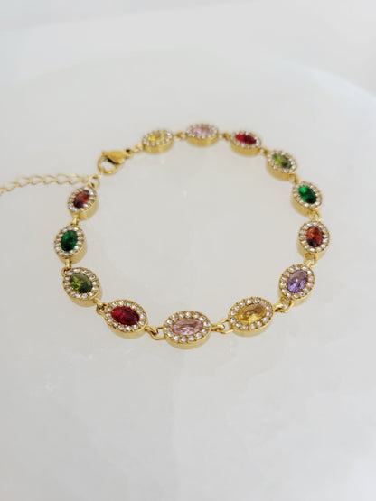 Monaco Oval Crystal Halo Bracelet