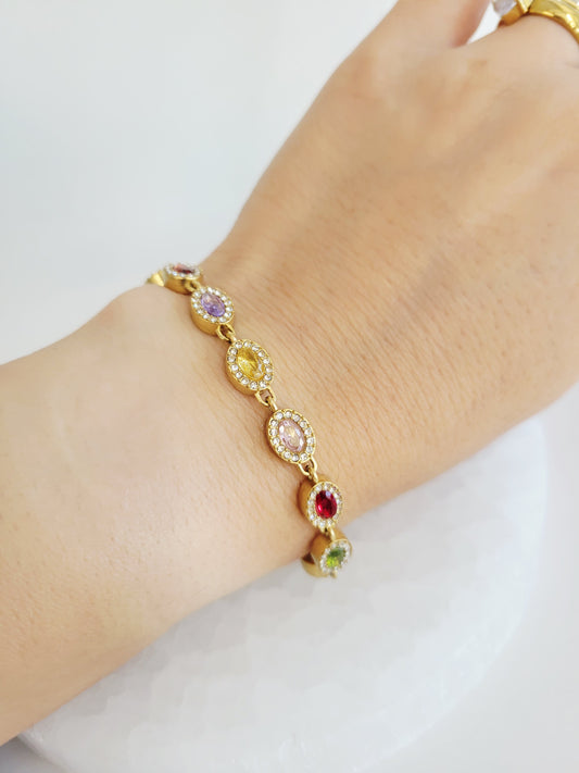 Monaco Oval Crystal Halo Bracelet