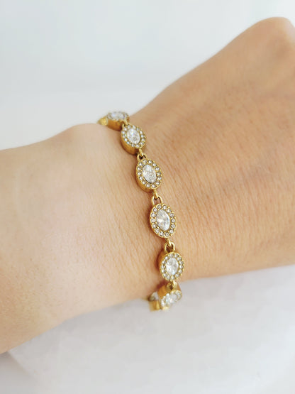 Monaco Oval Crystal Halo Bracelet