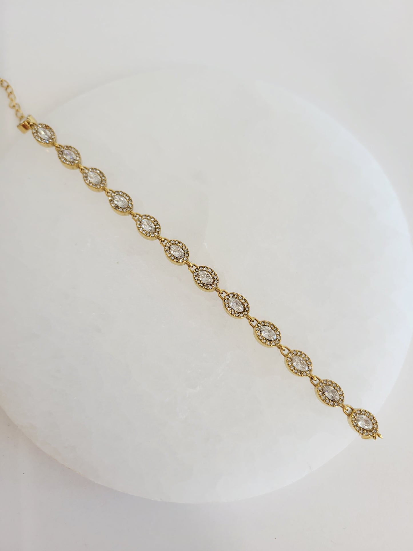 Monaco Oval Crystal Halo Bracelet