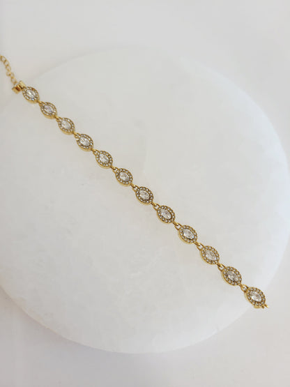 Monaco Oval Crystal Halo Bracelet