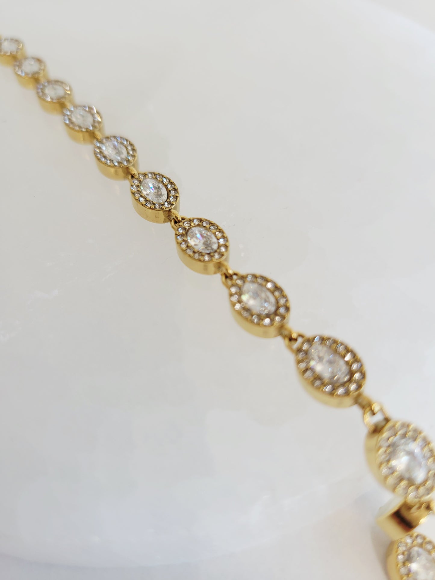Monaco Oval Crystal Halo Bracelet