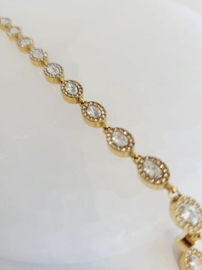 Monaco Oval Crystal Halo Bracelet