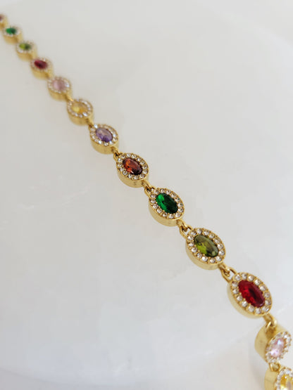 Monaco Oval Crystal Halo Bracelet