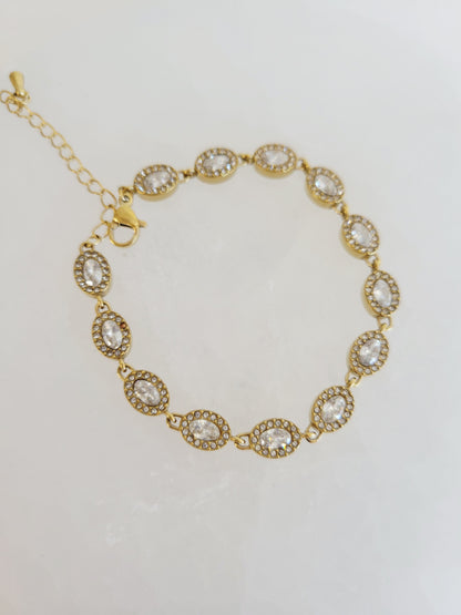 Monaco Oval Crystal Halo Bracelet